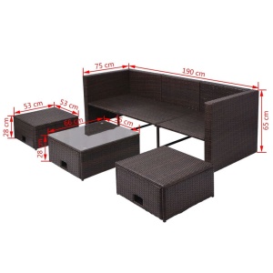Set mobilier de grădină cu perne, 4 piese, maro, poliratan - Img 9