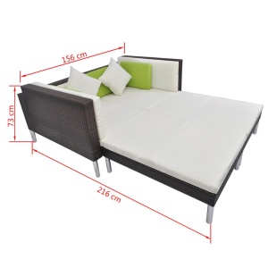 Set mobilier de grădină cu perne, 4 piese, maro, poliratan - Img 9