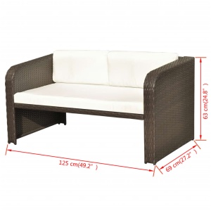 Set mobilier de grădină cu perne, 4 piese, maro, poliratan - Img 11