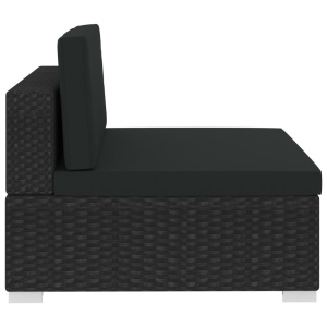 Set mobilier de grădină cu perne, 4 piese, negru, poliratan - Img 7