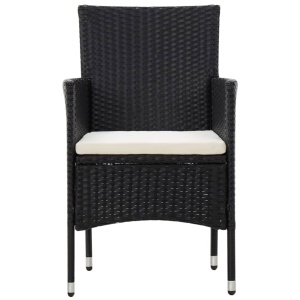 Set mobilier de grădină cu perne, 4 piese, negru, poliratan - Img 7