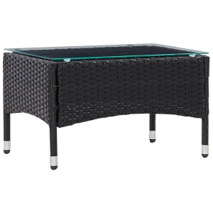 Set mobilier de grădină cu perne, 4 piese, negru, poliratan - Img 7