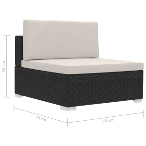 Set mobilier de grădină cu perne, 4 piese, negru, poliratan - Img 10