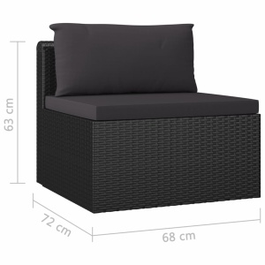 Set mobilier de grădină cu perne, 4 piese, negru, poliratan - Img 10