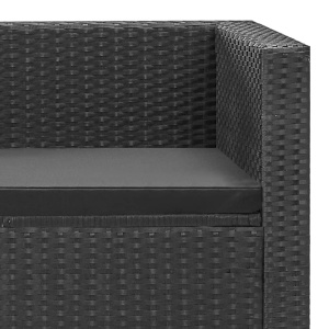 Set mobilier de grădină cu perne, 4 piese, negru, poliratan - Img 11