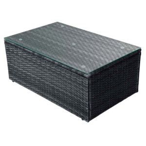 Set mobilier de grădină cu perne, 4 piese, negru, poliratan - Img 11