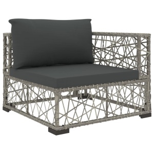 Set mobilier de grădină cu perne, 5 piese, gri, poliratan - Img 4