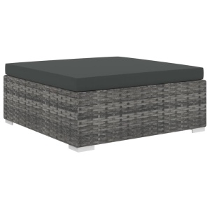 Set mobilier de grădină cu perne, 5 piese, gri, poliratan - Img 5