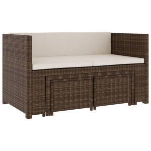 Set mobilier de grădină cu perne, 5 piese, maro, poliratan - Img 10