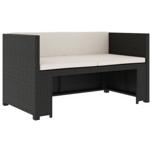 Set mobilier de grădină cu perne, 5 piese, negru, poliratan - Img 3
