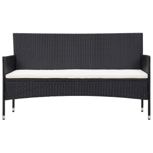 Set mobilier de grădină cu perne, 5 piese, negru, poliratan - Img 4