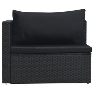 Set mobilier de grădină cu perne, 5 piese, negru, poliratan - Img 5