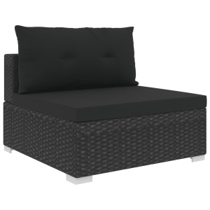 Set mobilier de grădină cu perne, 5 piese, negru, poliratan - Img 5