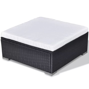Set mobilier de grădină cu perne, 5 piese, negru, poliratan - Img 10