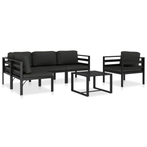 Set mobilier de grădină cu perne, 6 piese, antracit, aluminiu