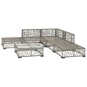 Set mobilier de grădină cu perne, 6 piese, gri, poliratan - Img 3