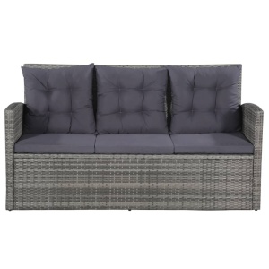 Set mobilier de grădină cu perne, 6 piese, gri, poliratan - Img 3