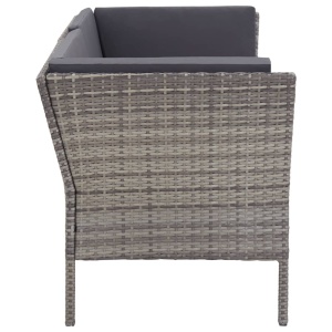 Set mobilier de grădină cu perne, 6 piese, gri, poliratan - Img 8