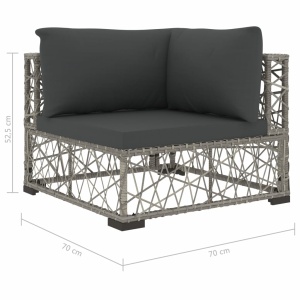 Set mobilier de grădină cu perne, 6 piese, gri, poliratan - Img 7