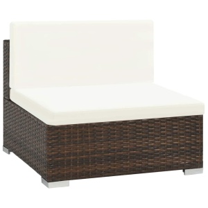 Set mobilier de grădină cu perne, 6 piese, maro, poliratan - Img 4