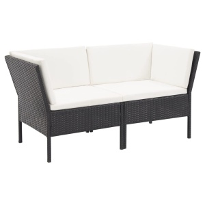 Set mobilier de grădină cu perne, 6 piese, negru, poliratan - Img 3