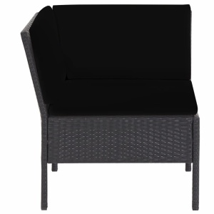 Set mobilier de grădină cu perne, 6 piese, negru, poliratan - Img 7
