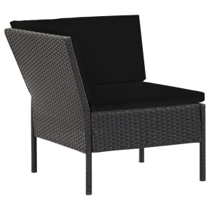 Set mobilier de grădină cu perne, 6 piese, negru, poliratan - Img 5