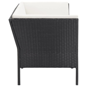 Set mobilier de grădină cu perne, 6 piese, negru, poliratan - Img 8