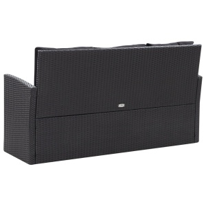Set mobilier de grădină cu perne, 6 piese, negru, poliratan - Img 5