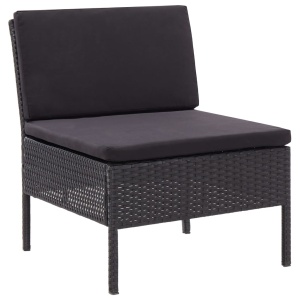 Set mobilier de grădină cu perne, 6 piese, negru, poliratan - Img 9