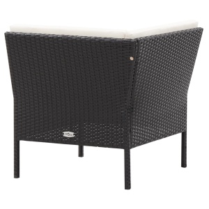 Set mobilier de grădină cu perne, 6 piese, negru, poliratan - Img 12