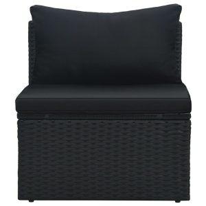 Set mobilier de grădină cu perne, 6 piese, negru, poliratan - Img 9