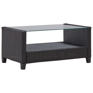 Set mobilier de grădină cu perne, 6 piese, negru, poliratan - Img 9