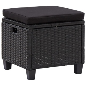 Set mobilier de grădină cu perne, 6 piese, negru, poliratan - Img 12