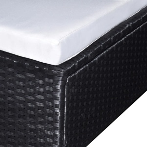 Set mobilier de grădină cu perne, 6 piese, negru, poliratan - Img 3
