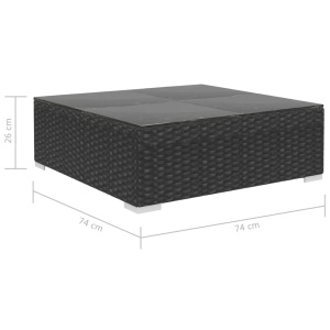 Set mobilier de grădină cu perne, 6 piese, negru, poliratan - Img 9