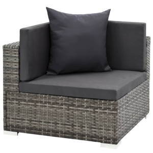 Set mobilier de grădină cu perne, 7 piese, gri, poliratan - Img 6