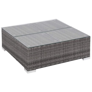 Set mobilier de grădină cu perne, 7 piese, gri, poliratan - Img 8