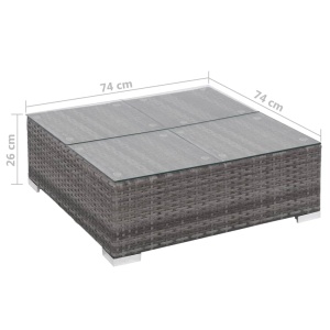 Set mobilier de grădină cu perne, 7 piese, gri, poliratan - Img 9
