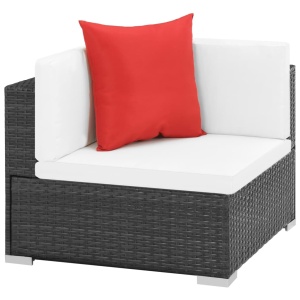 Set mobilier de grădină cu perne, 7 piese, negru, poliratan - Img 2