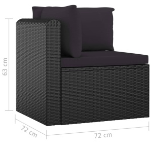 Set mobilier de grădină cu perne, 7 piese, negru, poliratan - Img 7