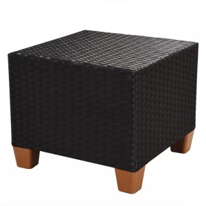 Set mobilier de grădină cu perne, 7 piese, negru, poliratan - Img 11