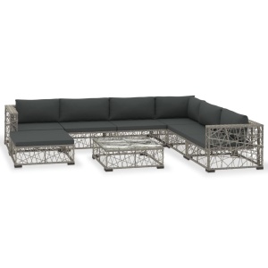 Set mobilier de grădină cu perne, 8 piese, gri, poliratan - Img 2