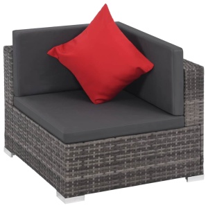 Set mobilier de grădină cu perne, 8 piese, gri, poliratan - Img 3