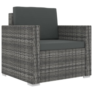Set mobilier de grădină cu perne, 8 piese, gri, poliratan - Img 7