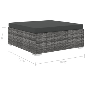 Set mobilier de grădină cu perne, 8 piese, gri, poliratan - Img 9