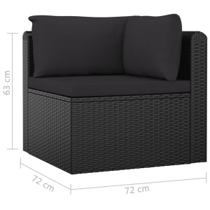 Set mobilier de grădină cu perne, 9 piese, negru, poliratan - Img 9