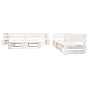 Set mobilier de grădină din paleți, 6 piese, alb, lemn - Img 2