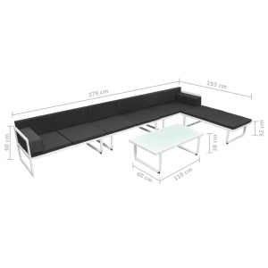 Set mobilier grădină, 5 piese, negru, textilenă și aluminiu - Img 10