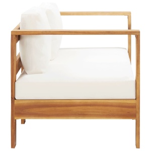 Set mobilier grădină cu perne, 4 piese, crem, lemn masiv acacia - Img 12